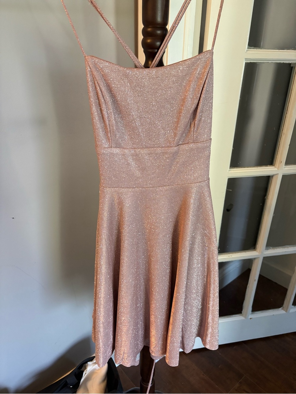 Lovely Day Rose Gold Shimmer Mini Dress
